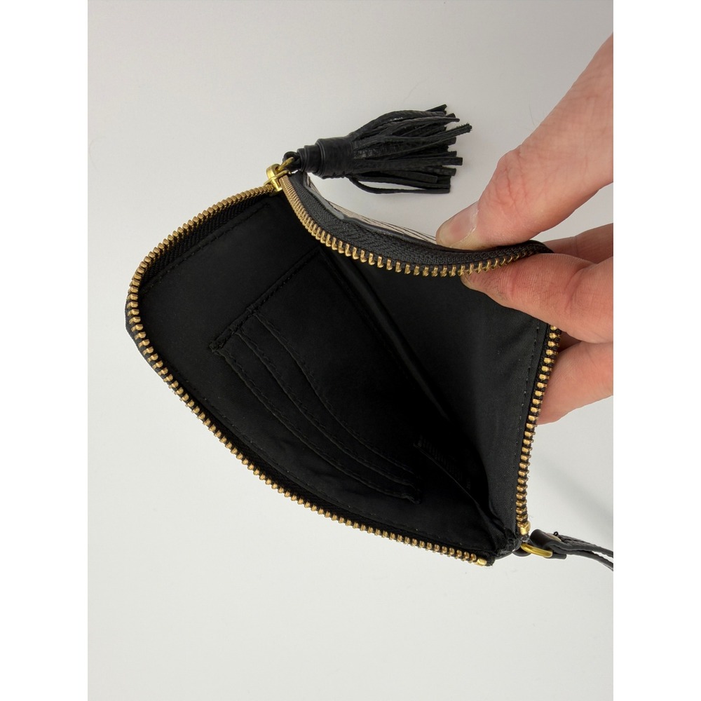 Fossil Wristlet Wallet Black White Geometric Stripe Tassel L-Zip SWL1918 - Picture 5 of 7